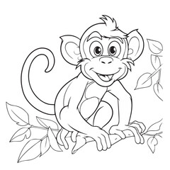 Monkey for coloring book or coloring page for kids vector clipart