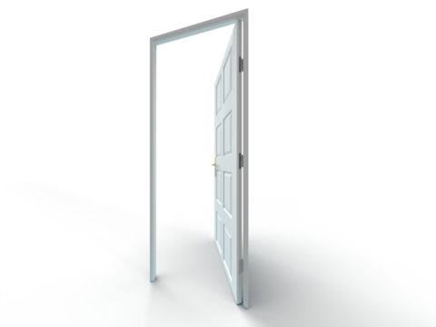 開いたドアの3Dイラストレーション
カットアウトされたドア