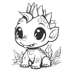 Baby Dragon for coloring book or coloring page for kids vector clipart