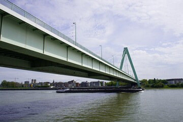 Bridge over the Rhine River near Cologne, North Rhine-Westphalia, Germany,
