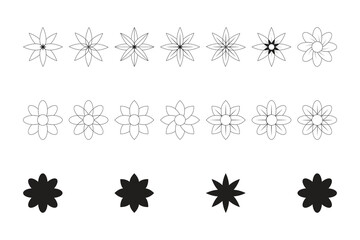 Fototapeta na wymiar set abstract star flower minimalist icon.