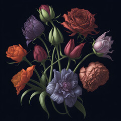 flower bouquet rose, tulips, Dahlia