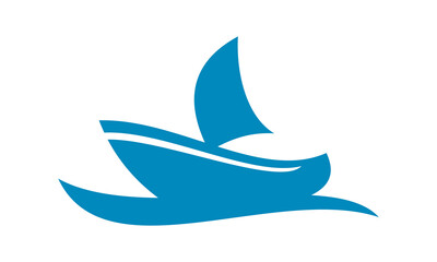 blue sailing ship logo vector