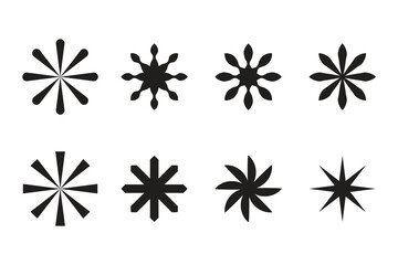 set abstract star flower minimalist icon.