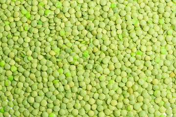 Lentejas verdes. Vista superior y de cerca. Copy space. Macro