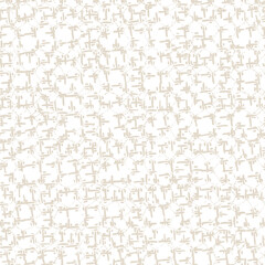 Embroidery Tie Dye Seamless Pattern. Contemporary Watercolor Japan Design. Ethnic Monochrome Macrame Imitation. Beige and White Shibory Needlework Minimalism Background. Ink Geometric Art Print.