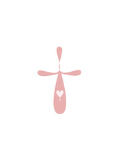pink heart cross vector icon