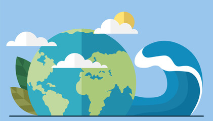 Global warming, sea level rise, increase in temperature of planet, evaporation of worlds oceans. Ecological catastrophy, human impact on ecology. Saving Earth and environmental care, climate change