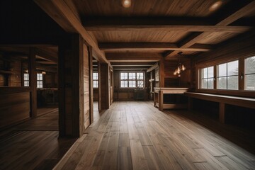 Building interior of a new timber home. Generative AI
