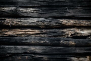 Weathered timber background with charred planks. Generative AI