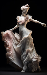 Exquisite representation of feminine form in dance, with intricately detailed drapery enhancing the sculpture's dynamism.