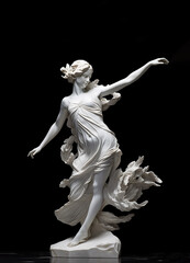 Classical sculpture art capturing the essence of femininity, with detailed drapery revealing motion and emotion.