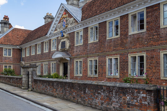 Facade of College of Matrons -Collegium Hoc Matronarum, building constructed in 1682 as almshouse for widows of clergy. 
