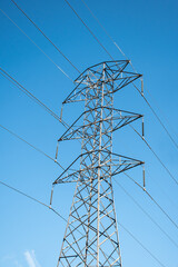 HIgh voltage transmission network lines in Australia . Double Circuit Steel pole transmission tower