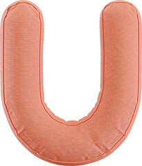 3D Render Cushion Alphabet Pillow Of Letter U With Orange Color  © Arasigner