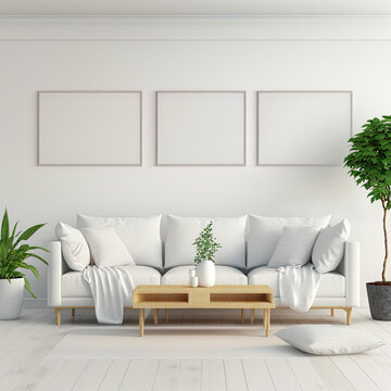modern living room with sofa, 3D render, design, inspiration, modern colors © MaverickMedia