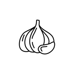 Hand drawn garlic icon. Vector badge vegetable in the old ink style for brochures, banner, restaurant menu and market