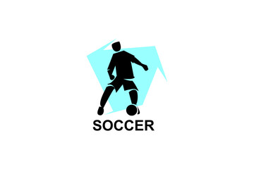 Soccer or football sport vector line icon. sportman, playing football. sport pictogram illustration.