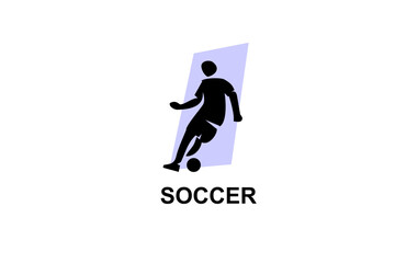Obraz premium Soccer or football sport vector line icon. sportman, playing football. sport pictogram illustration.