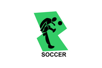 Soccer or football sport vector line icon. sportman, playing football. sport pictogram illustration.