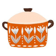 Floral colorful pot illustration doodle decorative element
