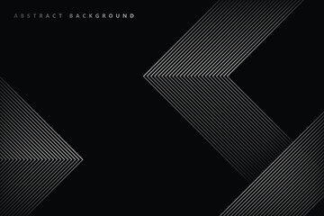 black abstract background with realistic 3d gray triangle lines