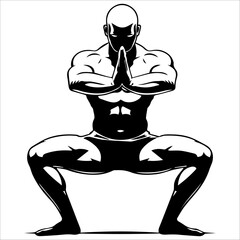 silhouette of yoga body in vector 