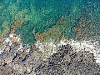clear sea water near the coast of lanzarote