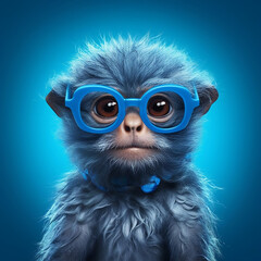 Funny animal with glasses and necktie Generative AI