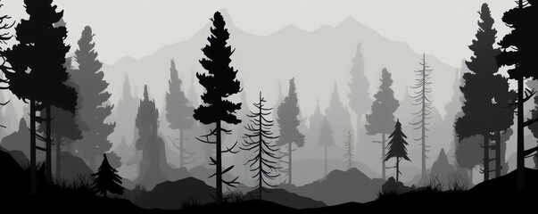 enchanting forest silhouette perfect for graphic design and marketing. generative ai