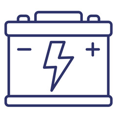 car battery line icon on white