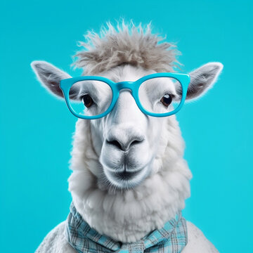 Funny animal with glasses and necktie Generative AI