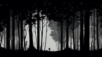 mystical forest silhouette: versatile vector artwork for graphic design and marketing. generative ai