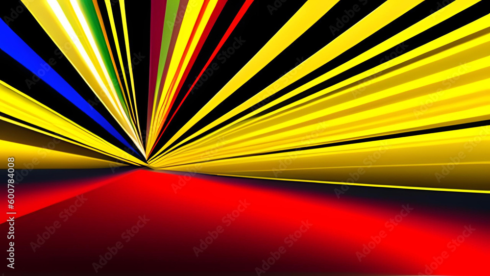 Aufkleber 3d render, abstract background with colorful spectrum. bright pink yellow neon rays and glowing line