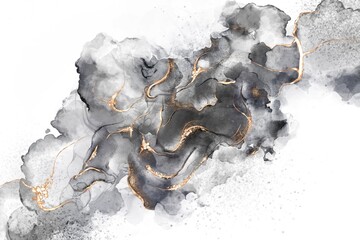 Abstract fluid with alcohol ink technique and gold glitter_22