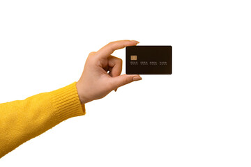 bank card in hand isolated on transparent background - 600785294