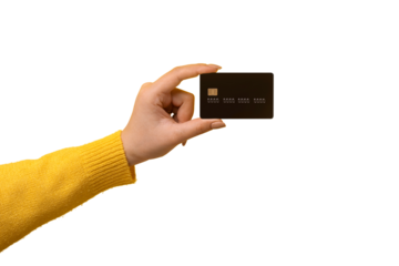 bank card in hand isolated on transparent background