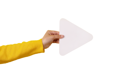 hand holding media player button icon isolated on transparent background - Powered by Adobe