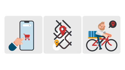 Online ordering system, press to order, navigation map, transportation