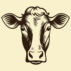 Cow Head Vector illustration. Cow Vintage Logo