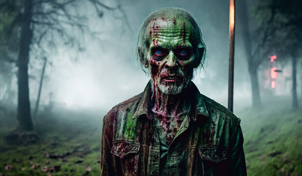 Portrait of a zombie man. Generative AI