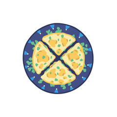 Quesadilla. Traditional mexican food. Mexican cuisine. Isolated dish on white background. Clipart element for menus, cookbooks, posters, banners. Vector illustration