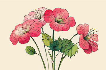 Watercolor Geranium Flower Floral design