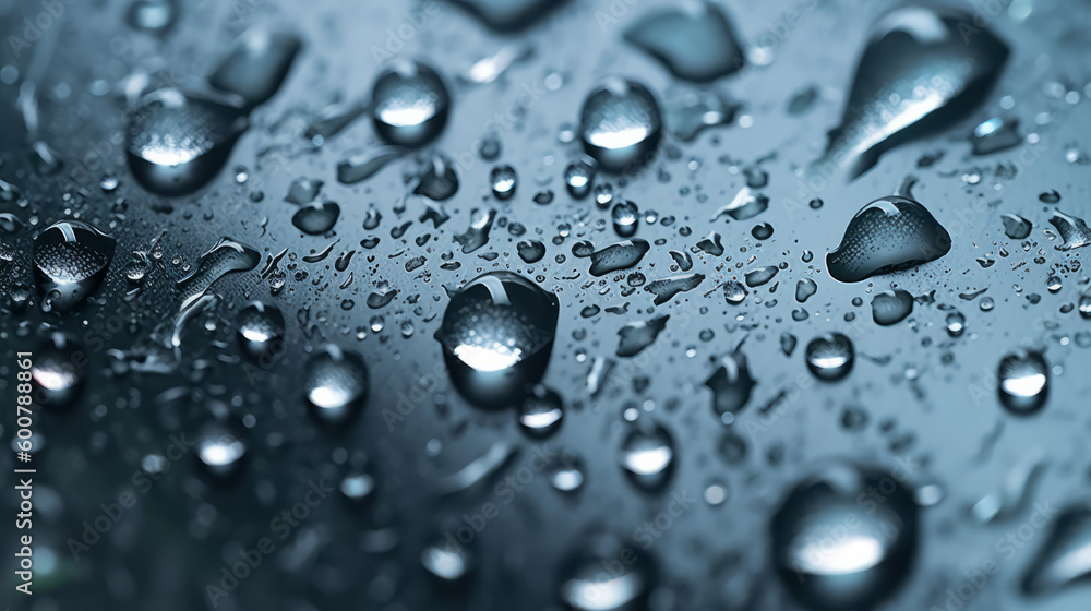 Poster macro wet glass with water drops. illustration ai generative.