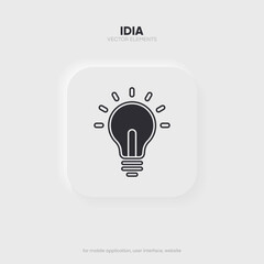 Light lamp bulb icon. Idea sign solution thinking concept symbol. Lighting Electric sign. Electricity, shine icon. Trendy Flat style for graphic design for UI UX website mobile app