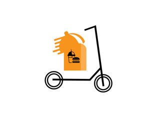 Food delivery  Skates bike caster board  logo icon  vector graphic designer  by illustration 