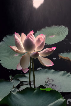 water lily in the pond (AI generated picture, FREE copyright)