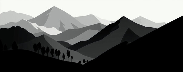 Hills Silhouette Vector Illustration for Vibrant Design and Effective Marketing. Generative AI