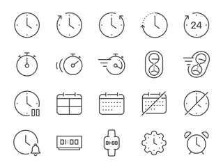 Time icon set. It included the clock, watch, calendar, and more icons. - obrazy, fototapety, plakaty