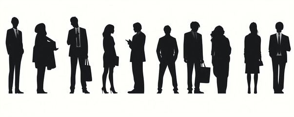 silhouette of office employees, isolated vector illustration on white background for logo, graphic design, advertising, and marketing. generative ai
